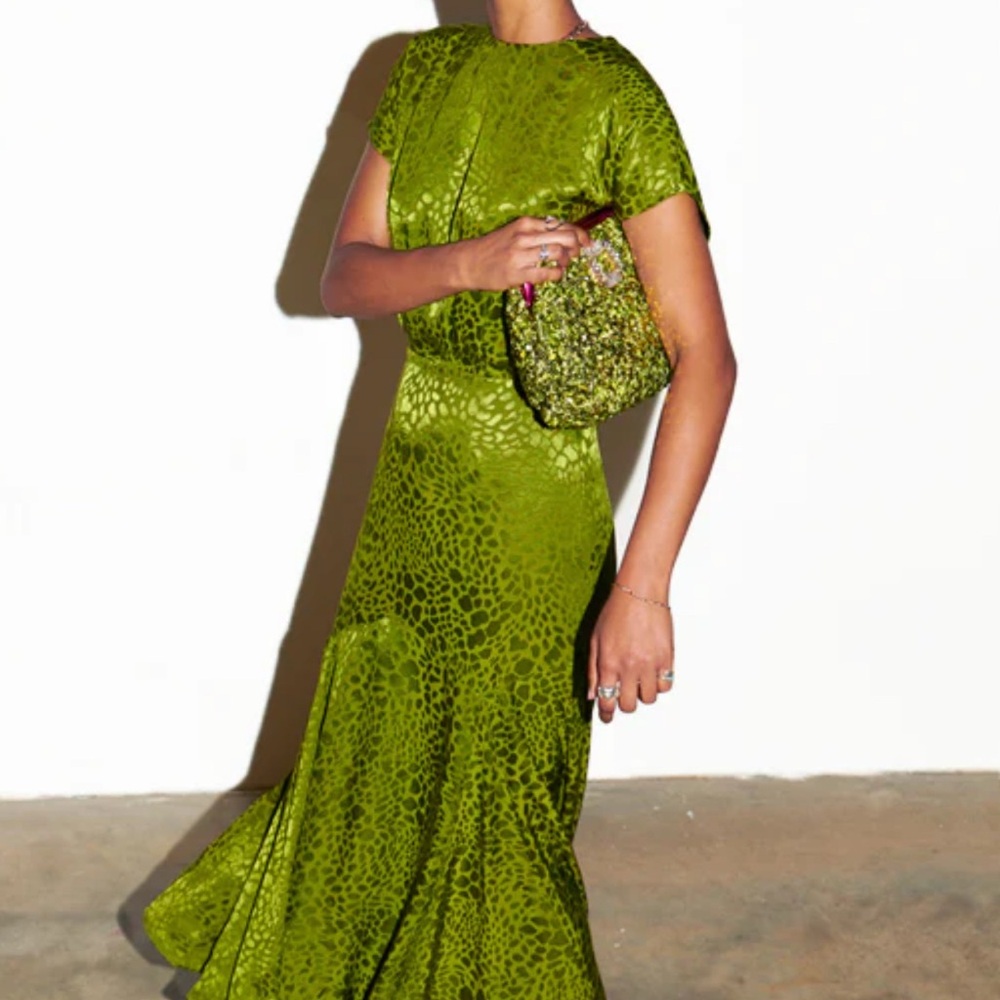 Green Jacquard Midi Erin Dress